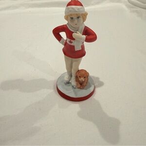 Giftcraft Girl Figurine Ice Skating with Dog Vintage